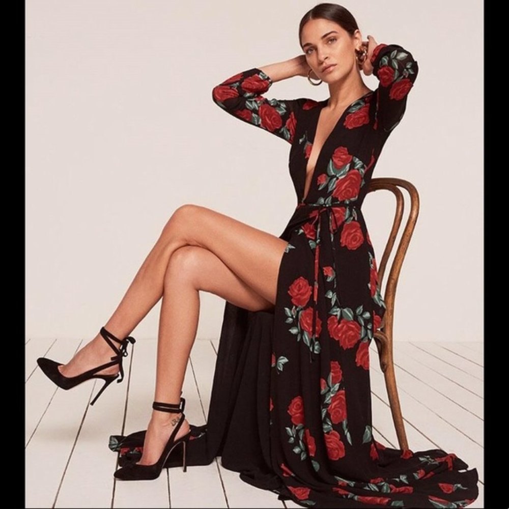 Reformation Milan Hera Carnation Maxi Wrap Dress